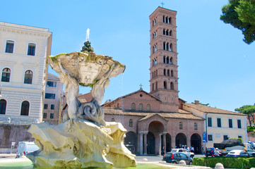 Naklejka premium Santa Maria in Cosmedin, Piazza Bocca della Verità Roma, Italy
