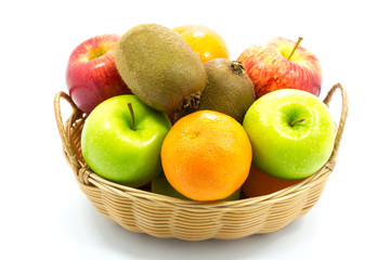 Fototapeta na wymiar group of fresh fruits in the basket