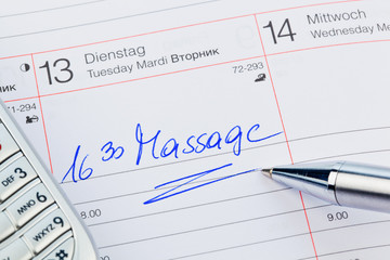 Eintrag im Kalender: Massage