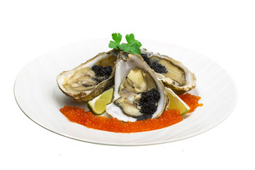 Oysters with black cavair