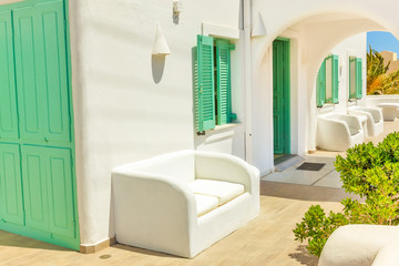Greece Santorini island in Cyclades, traditional sights of color © korpithas
