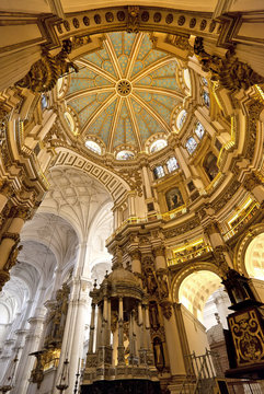 Interior shot of Granada Cathedral, Granada, Spain