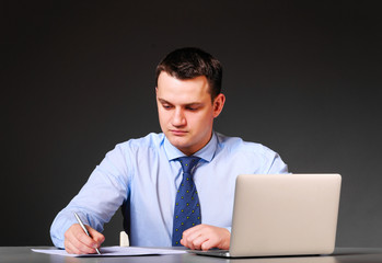 business man with laptop