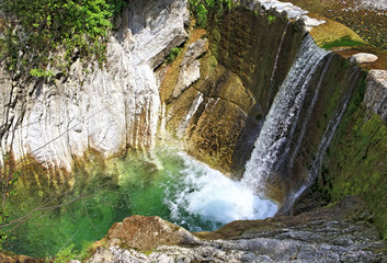 The falls of the river Breggia on the Muggio Valley