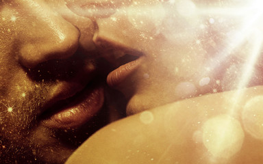 Romantic style portrait of over's lips