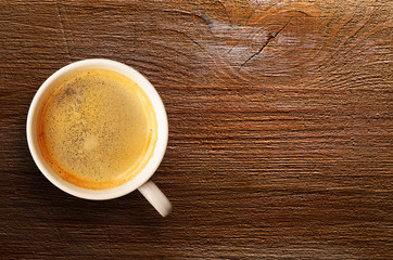 cup of fresh espresso on table