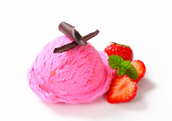 Scoop of strawberry ice cream