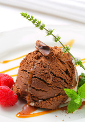 Chocolate ice cream with caramel