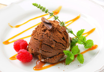 Chocolate ice cream with caramel