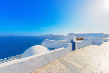 Greece famous Santorini island in Cyclades, panoramic view of tr © korpithas