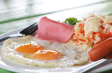 eggs with salad on dish