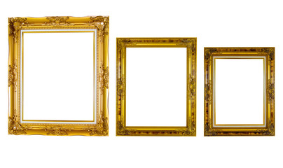 gold picture frame. Isolated over white background