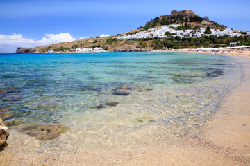 Fototapeta na wymiar Lindos Beach Rhodes Greece