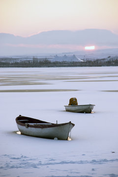 Mogan (Golbasi) Lake in winter. This Lake is in Ankara/Turkey.