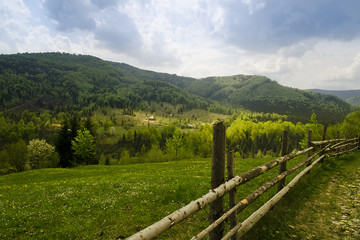 Fototapeta na wymiar Idyllic rural view in the mountains landscape Carpathian Europe
