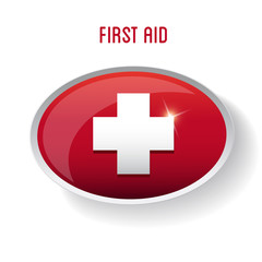 First aid medical button sign isolated