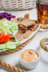 Close-up of kebab on a plate