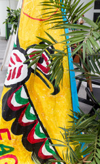 colorful tepee on the dock