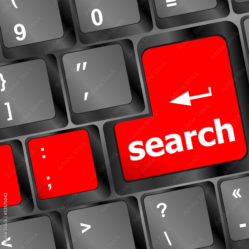 Aufkleber search concept on the modern computer keyboard key