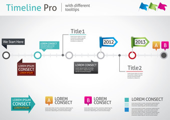 Timeline Pro - different tooltips - vector infographic