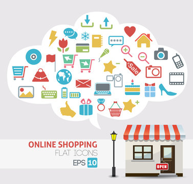 online shopping vector - online store icons