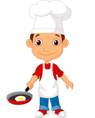 Little chef with frying pan