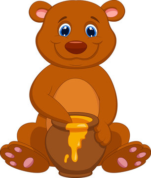 Cute bear cartoon with honey