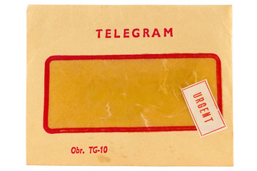 Old telegram envelope with urgent mark