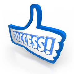 Success Word Thumb's Up Like Approval Feedback Rating