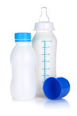 Baby yoghurt and milk bottle