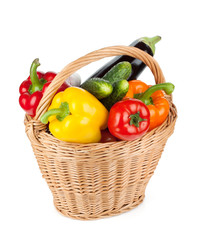 Fresh ripe vegetables in basket
