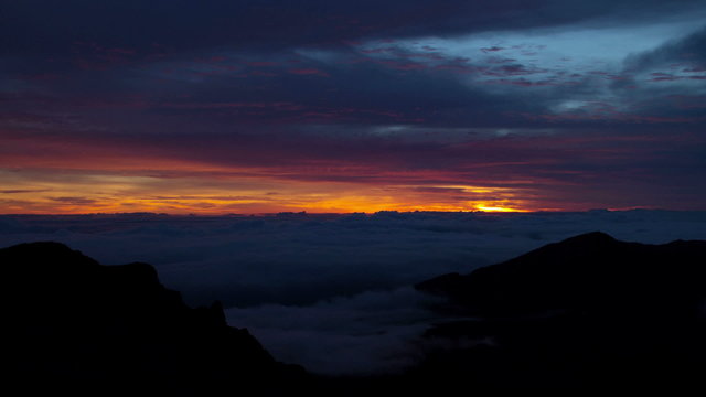 Sunrise Time Lapse On Top Of Haleakala Crater Maui