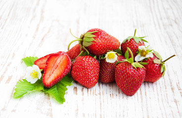 Fresh strawberry with leaves
