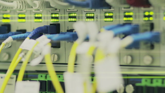 blinking LEDs on optical converters showing big traffic