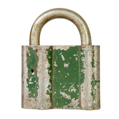 Old lock isolated over white