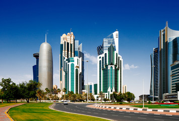Fototapeta na wymiar West Bay jest nowo opracowany miejskie centrum Doha, Katar