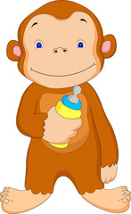 Fototapeta premium cute baby monkey cartoon with soothers