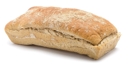 Loaf of wheat bread isolated on white background