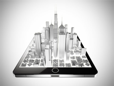 Tablet and city