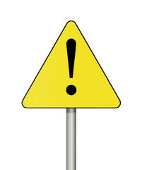Warning sign isolated on white background.