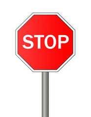 Stop sign isolated on white background.