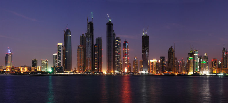 Left side of Dubai Marina including JBR from the Arabian Gulf