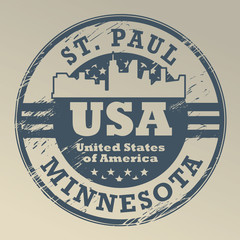 Grunge rubber stamp with name of Minnesota, St. Paul, vector