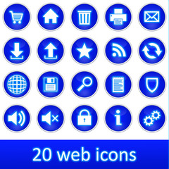 20 web icons blue