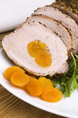 Roasted pork loin with dried apricots