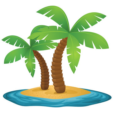 Island, palm trees, ocean, beach