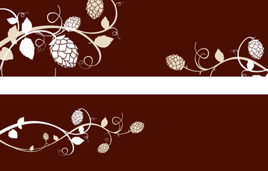 Stylized hop flowers composition, banner set