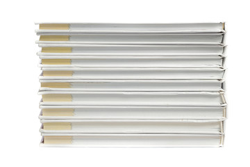 High books stack isolated on white background