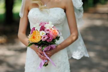 Beautiful bridal bouquet with Roses