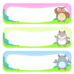 cute animals set of banner elements
